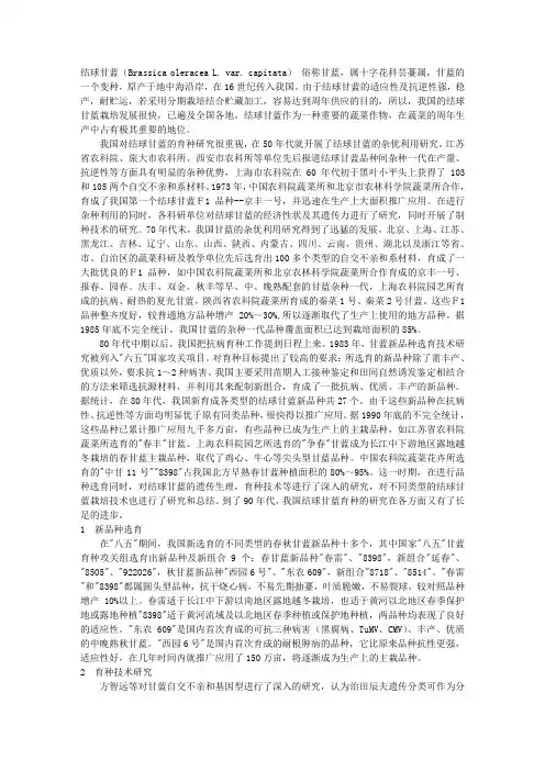 我国结球甘蓝育种研究的现状及展望