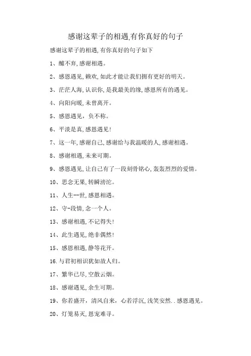 感谢这辈子的相遇,有你真好的句子