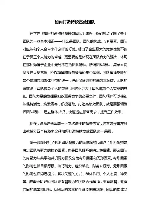 如何打造持续高效团队