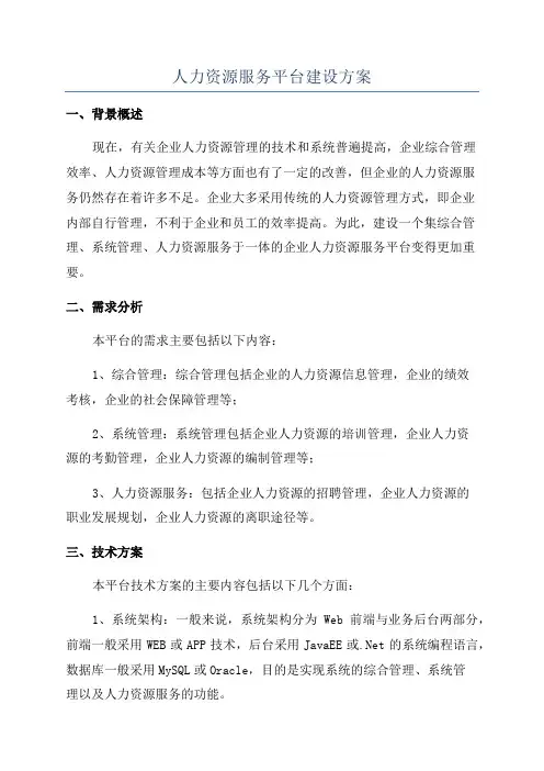 人力资源服务平台建设方案