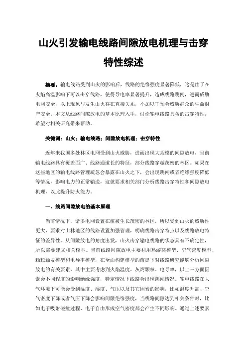 山火引发输电线路间隙放电机理与击穿特性综述