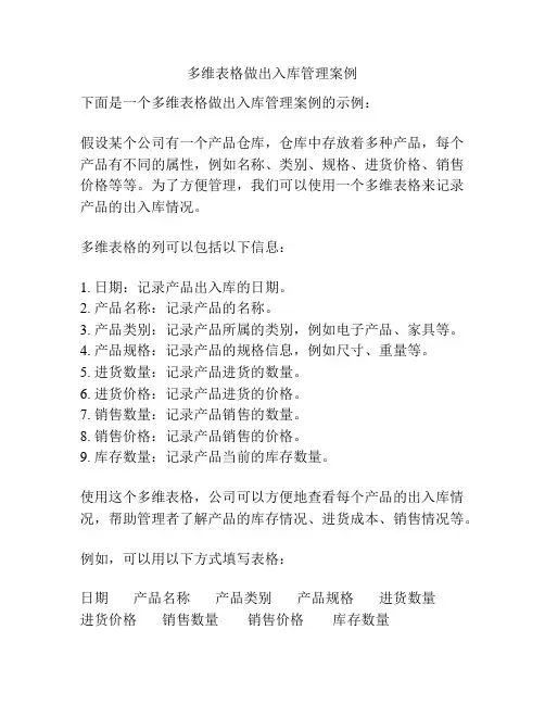 多维表格做出入库管理案例