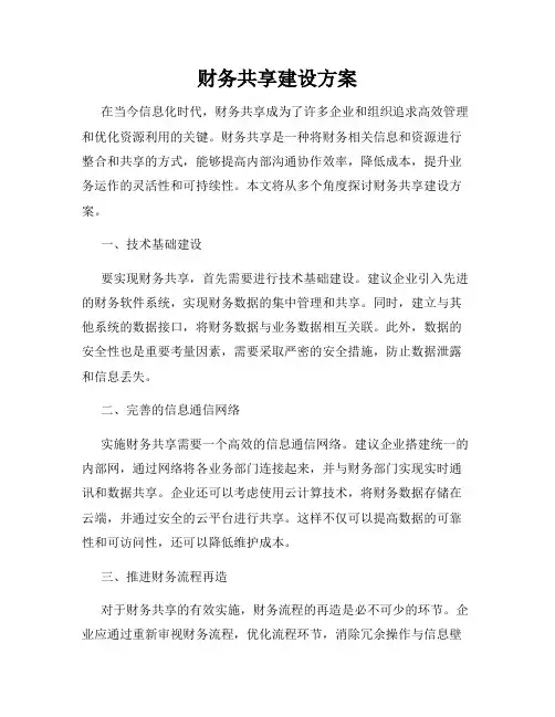 财务共享建设方案