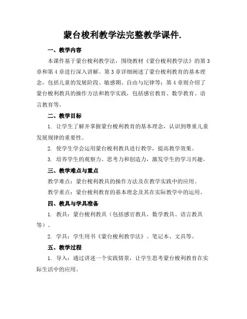 蒙台梭利教学法完整教学课件.