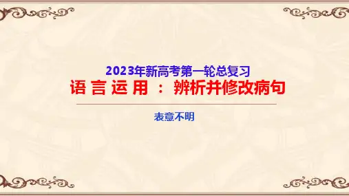 辨析并修改病句(六)表意不明-2023年高考语文一轮复习语言文字运用精讲(全国通用)