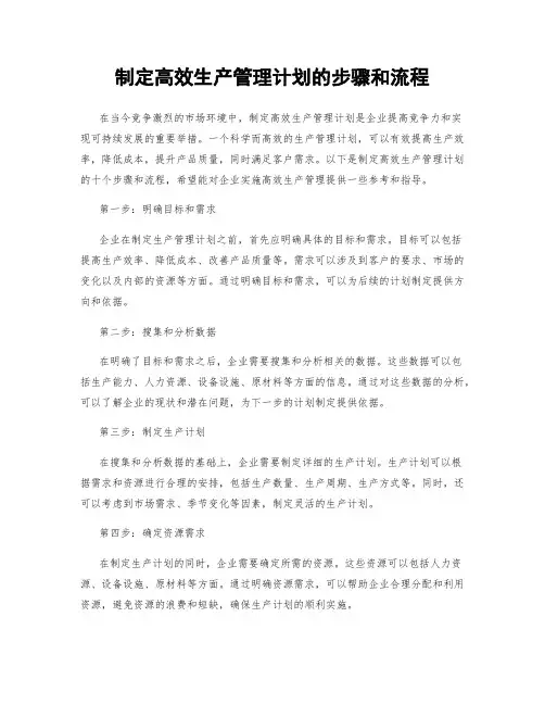 制定高效生产管理计划的步骤和流程
