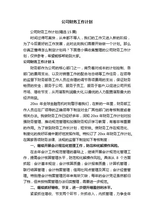 公司财务工作计划