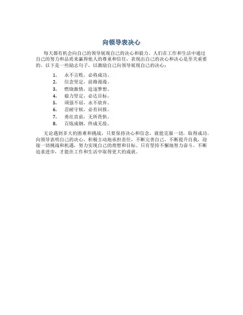向领导表决心的励志句子8个字