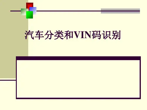 汽车VIN码和产品型号