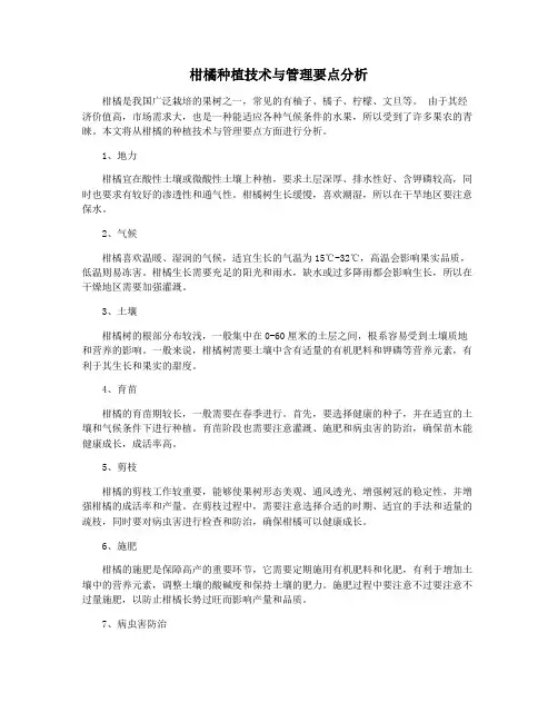 柑橘种植技术与管理要点分析