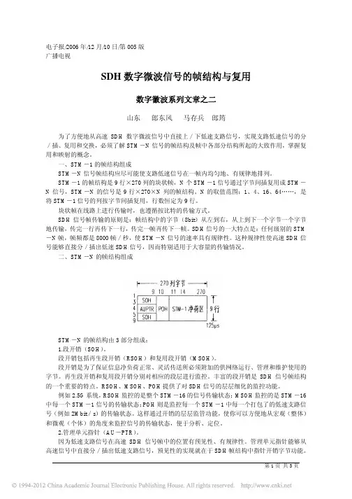 SDH数字微波信号的帧结构与复用