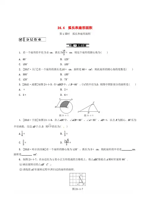 新人教版九年级数学上册第二十四章圆24.4弧长和扇形面积第1课时弧长和扇形面积分层作业