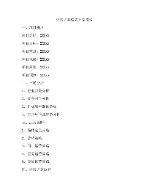 运营方案格式文案模板