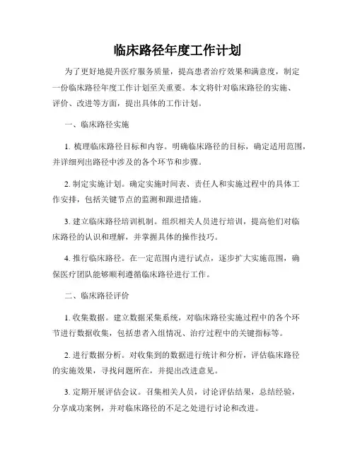 临床路径年度工作计划