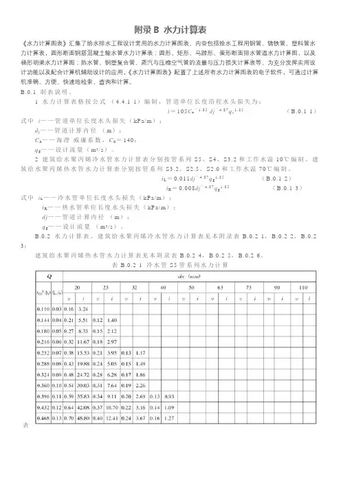 水力计算表