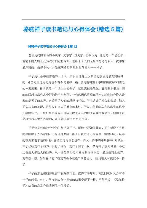 骆驼祥子读书笔记与心得体会(精选5篇)