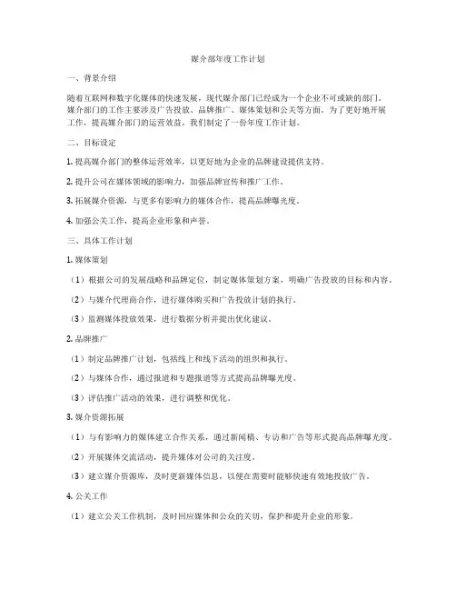 媒介部年度工作计划