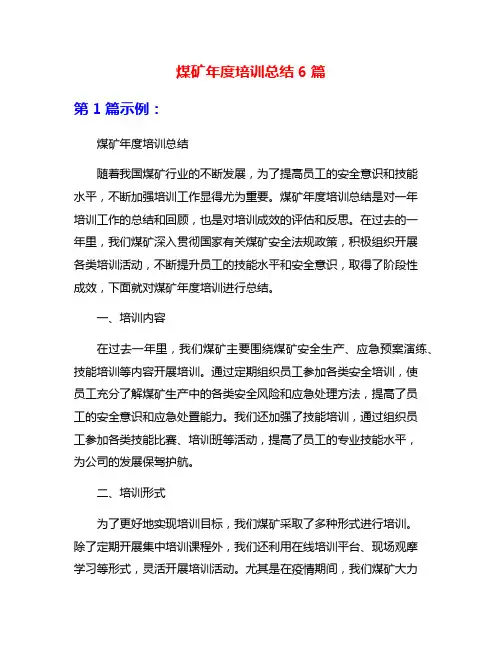 煤矿年度培训总结6篇