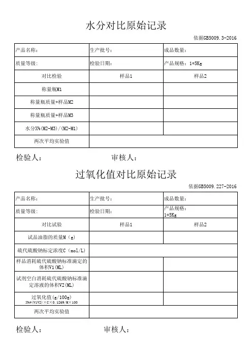 食品厂原始记录