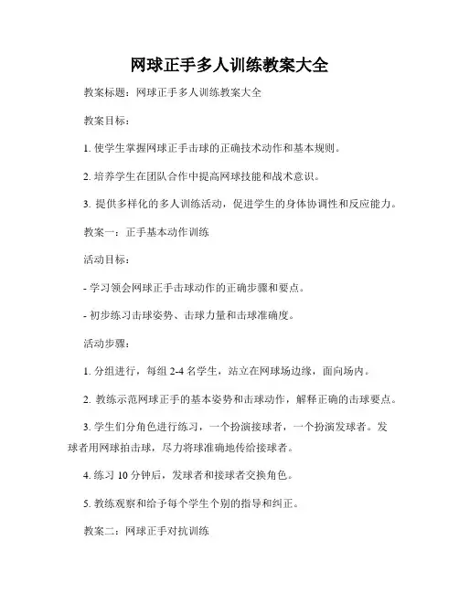 网球正手多人训练教案大全