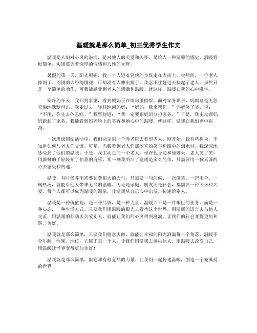 温暖就是那么简单_初三优秀学生作文