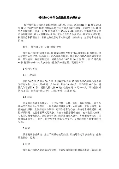 慢性肺心病伴心衰抢救及护理体会