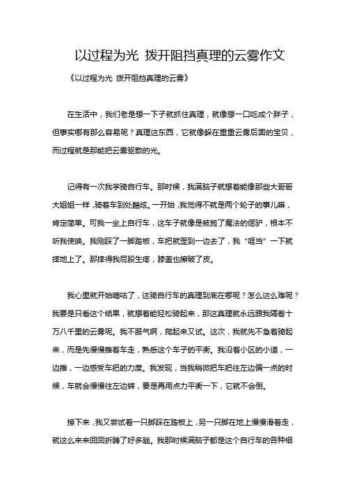 以过程为光 拨开阻挡真理的云雾作文