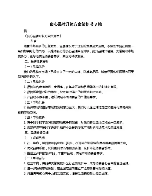 良心品牌升级方案策划书3篇