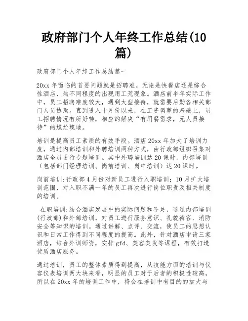政府部门个人年终工作总结(10篇)