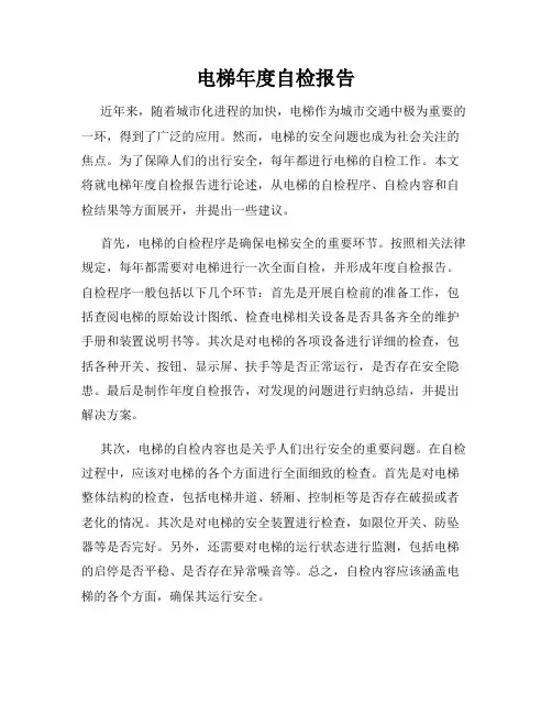 电梯年度自检报告
