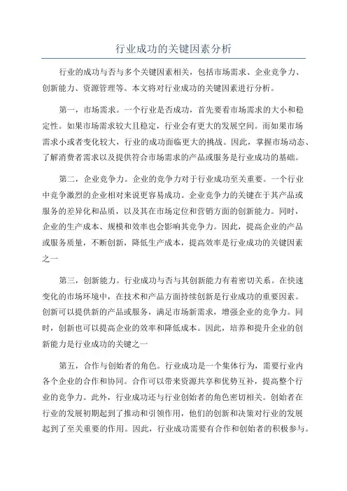 行业成功的关键因素分析