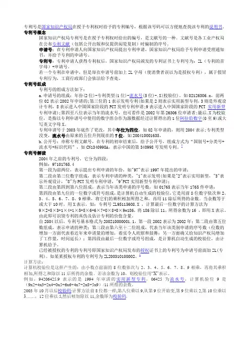 专利编号简介
