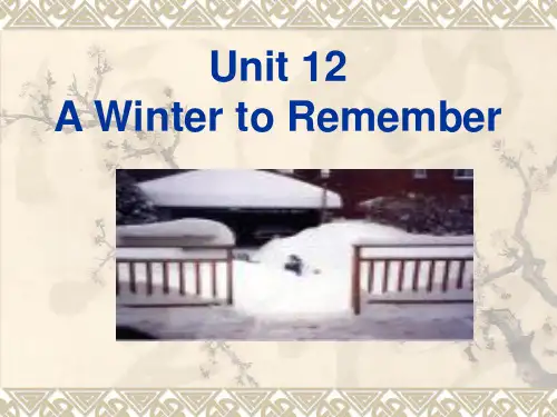 综合英语Book III Unit 12 A Winter to Remember
