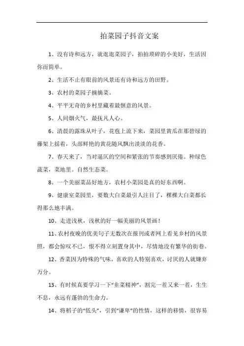 拍菜园子抖音文案