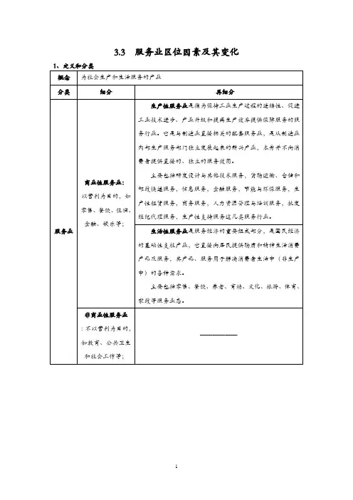 服务业区位因素及其变化(知识点或学案)2023-2024学年高中地理人教版(2019)必修二