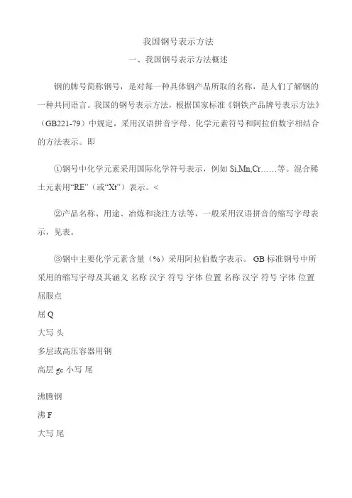 我国钢号表示方法