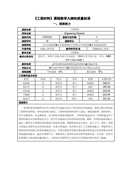 工程材料课程教学大纲和质量标准.pdf