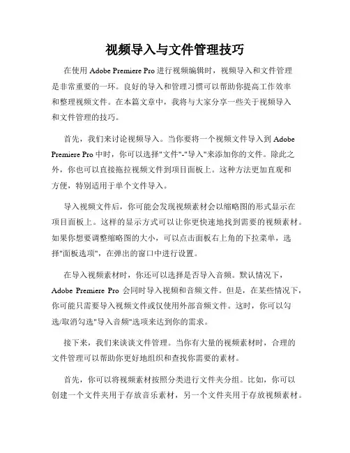 视频导入与文件管理技巧