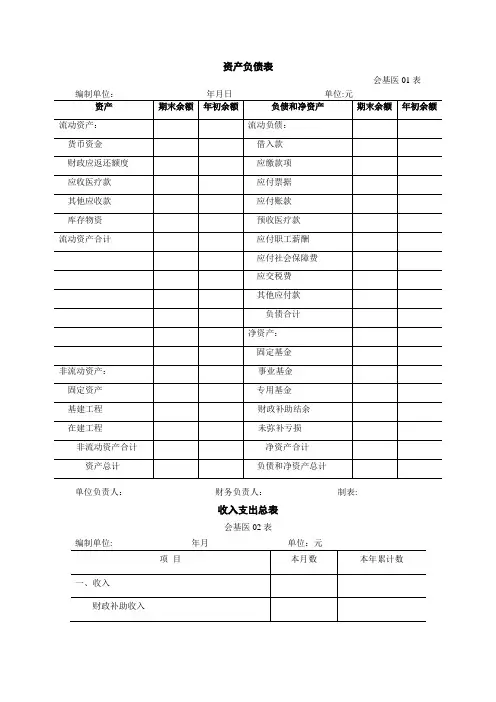 基层医疗卫生机构财务报表
