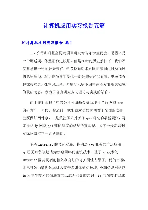 计算机应用实习报告五篇