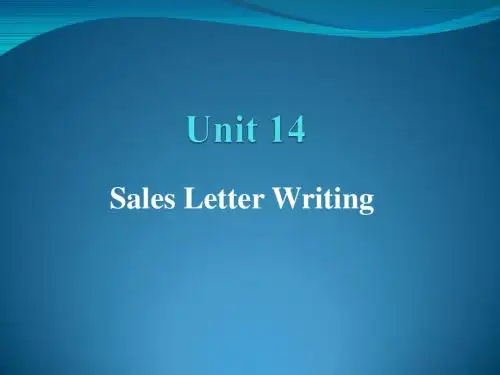 商务英语写作实务课件Unit 14