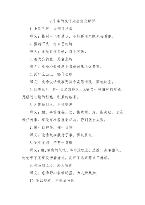 9个字的成语大全集及解释