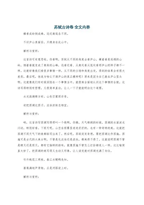 苏轼古诗卷 全文内容
