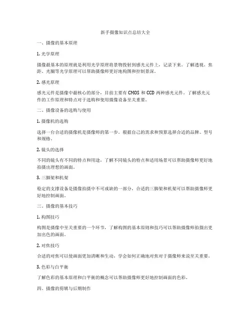 新手摄像知识点总结大全