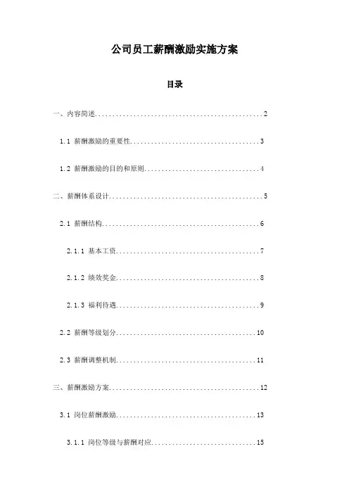 公司员工薪酬激励实施方案