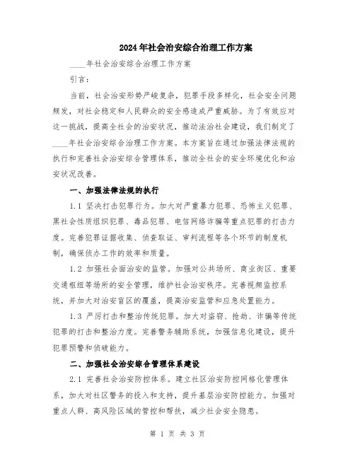 2024年社会治安综合治理工作方案
