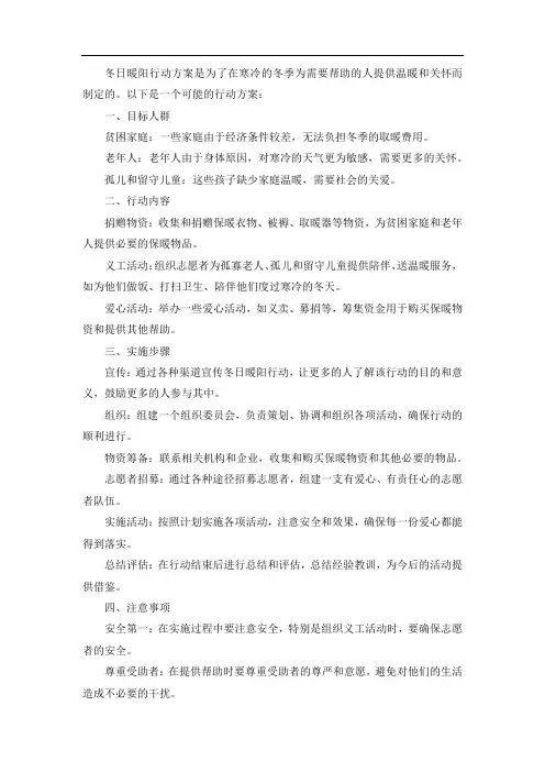 冬日暖阳行动方案