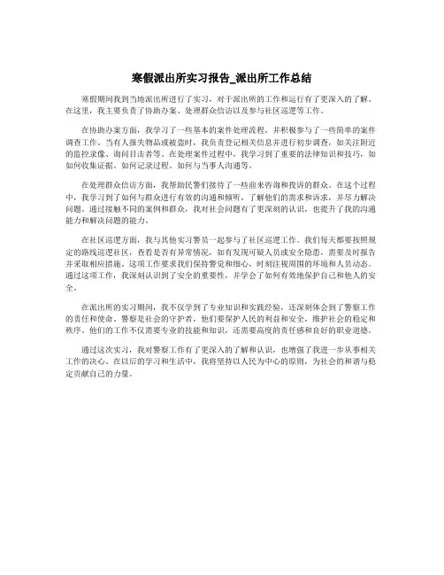 寒假派出所实习报告_派出所工作总结