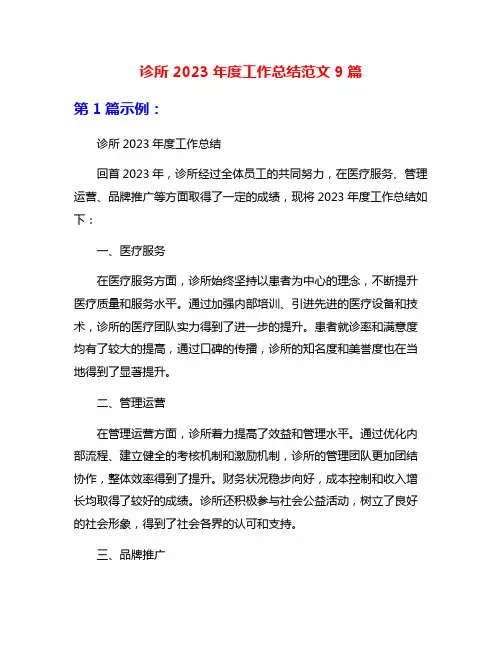 诊所2023年度工作总结范文9篇