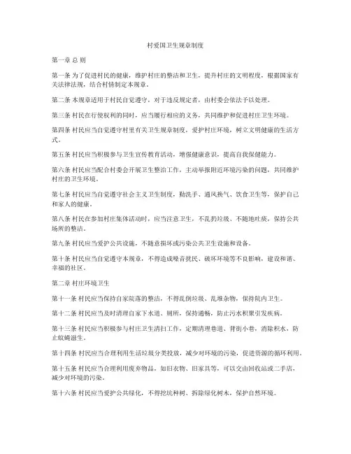 村爱国卫生规章制度